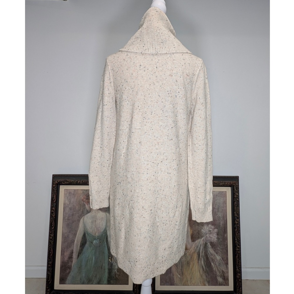 LOFT Women's Cream Speckled Turtleneck Long Sleeve Sweater Dress‎ Button Cuff S - Picture 5 of 8